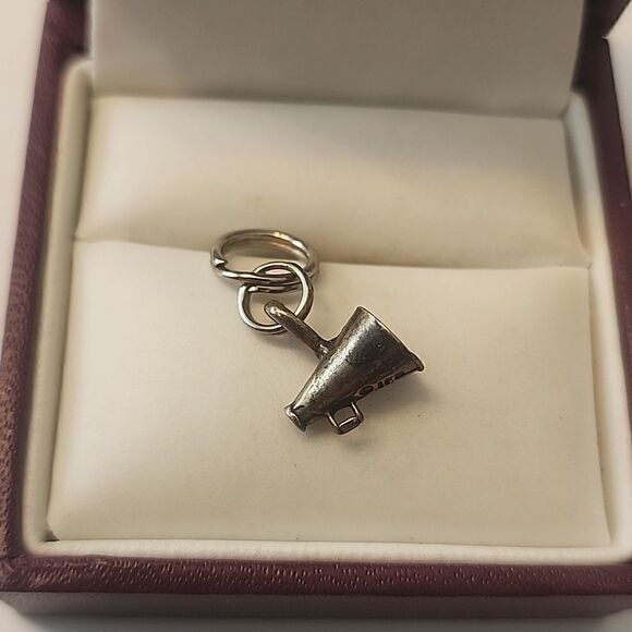 Cheerleader Charm Megaphone Sterling Silver 925 Teen Womens Girl Jewelry Pendant - Picture 1 of 6
